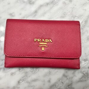 Prada cerise duo card wallet